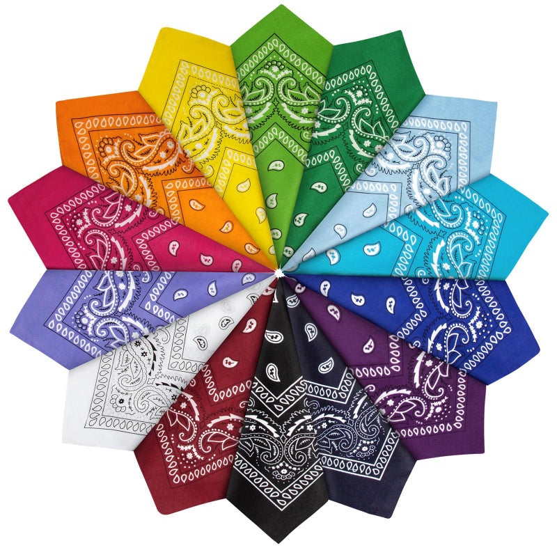 YSense 14 قطعة باندانا بطباعة بايسلي عصابة رأس مبتكرة أغطية رأس رعاة البقر أوشحة شعر باندانا للنساء والرجال والأولاد والبنات - Image 1